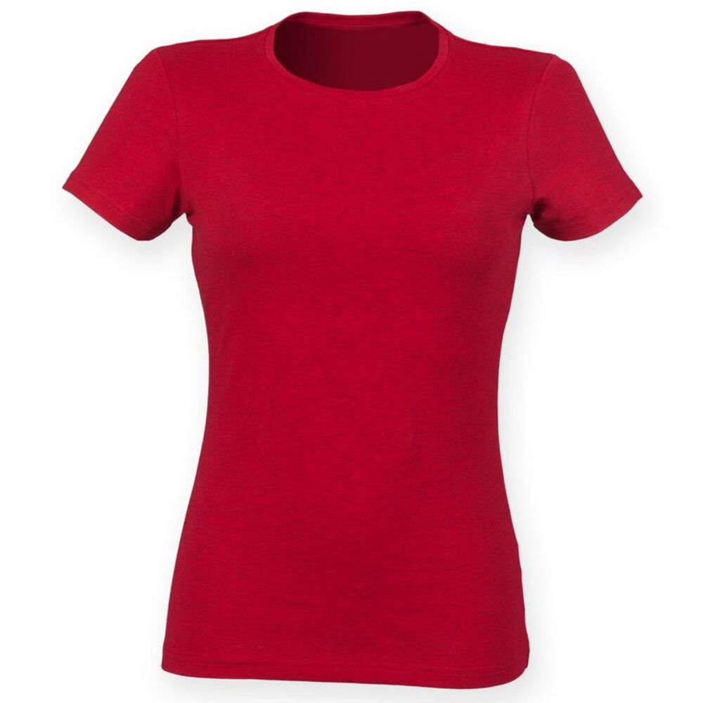 Skinni Fit Womens/Ladies Feel Good Stretch Short Sleeve T-Shirt / Heather Red